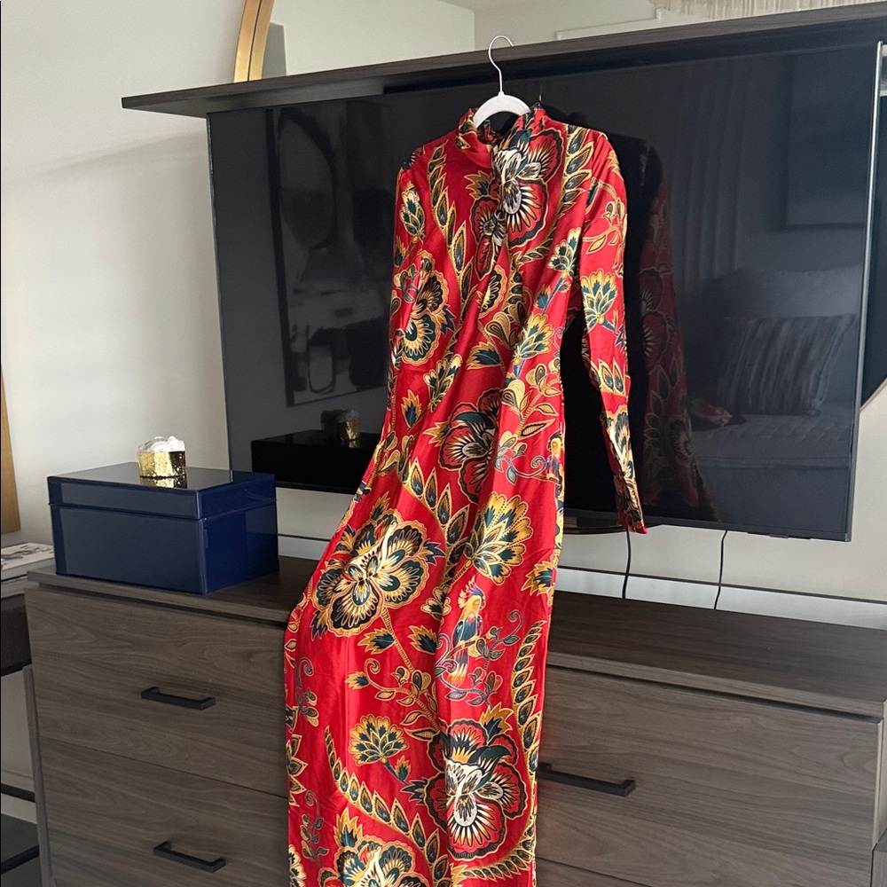 Farm Rio Floral Red Maxi Dress